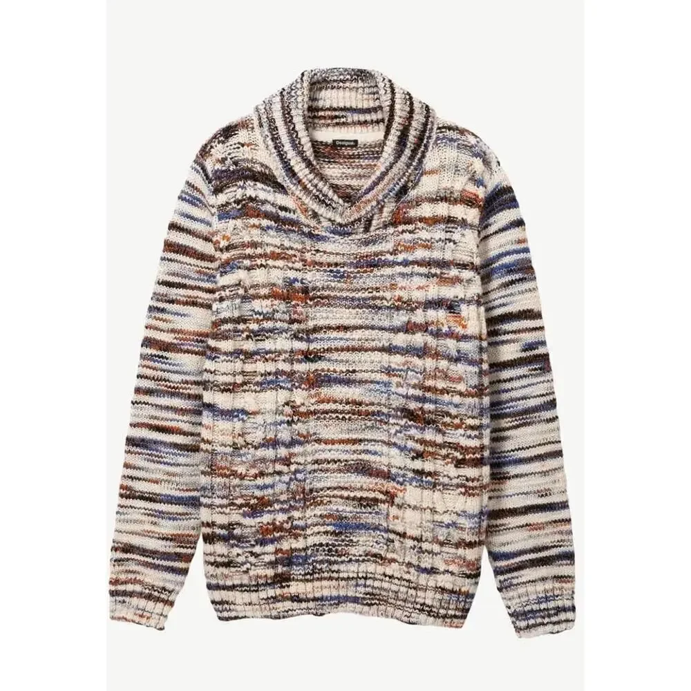 NWT Desigual Men's Unisex Desigual Chimney Neck Sweater - Multicolor Cable Knit